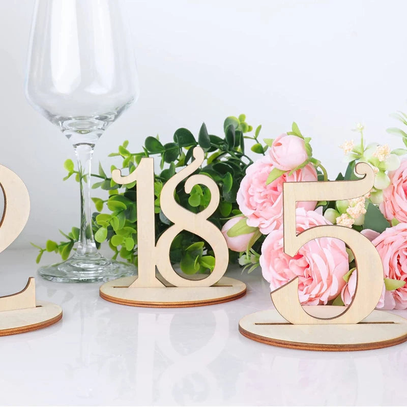 Wooden Table Number 1-20 Creative Digital Three-dimensional Card Wedding Party Decorative Small Ornament Seat Number Table Card Good Vibrations