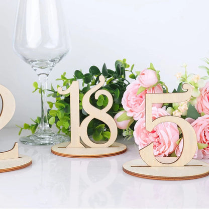 Wooden Table Number 1-20 Creative Digital Three-dimensional Card Wedding Party Decorative Small Ornament Seat Number Table Card Good Vibrations