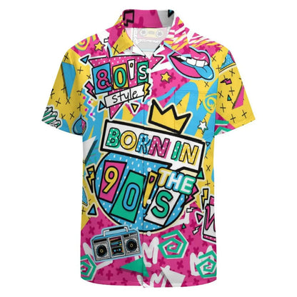 Men's 2 Pieces 80S 90S Outfit Retro 90S Shirts and Shorts Set Vintage Active Tracksuits Outfits with Hat Halloween Carnival Suit Good Vibrations