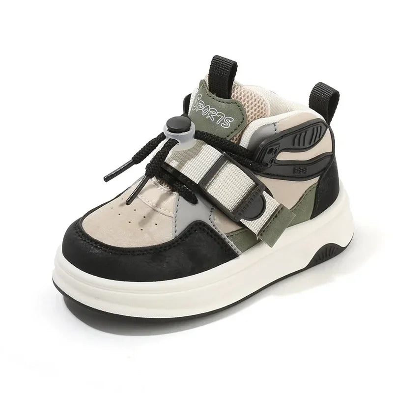 Kid Sneakers 2025 Spring Autumn Boys Causal High Top Sneakers Girls School Versatile Children's Chunky Basketball Shoes Non-slip Good Vibrations