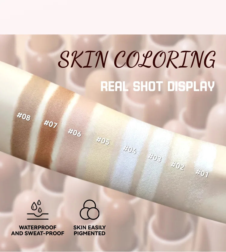 MLSMILE 8 Color High Gloss Pearl Contouring Stick Face Brightening Sleeper Silkworm Pen three-dimensional Face contour Shadow Good Vibrations