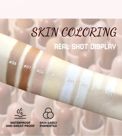 MLSMILE 8 Color High Gloss Pearl Contouring Stick Face Brightening Sleeper Silkworm Pen three-dimensional Face contour Shadow Good Vibrations