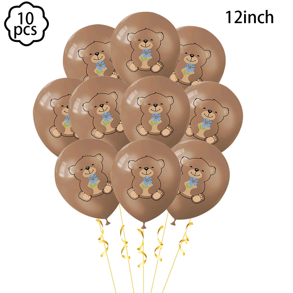 Baby shower Teddy Bear Birthday Party Plates Cup Tableware Kids 1st Birthday Party Decor Teddy Bear Balloon Birthday Party decor