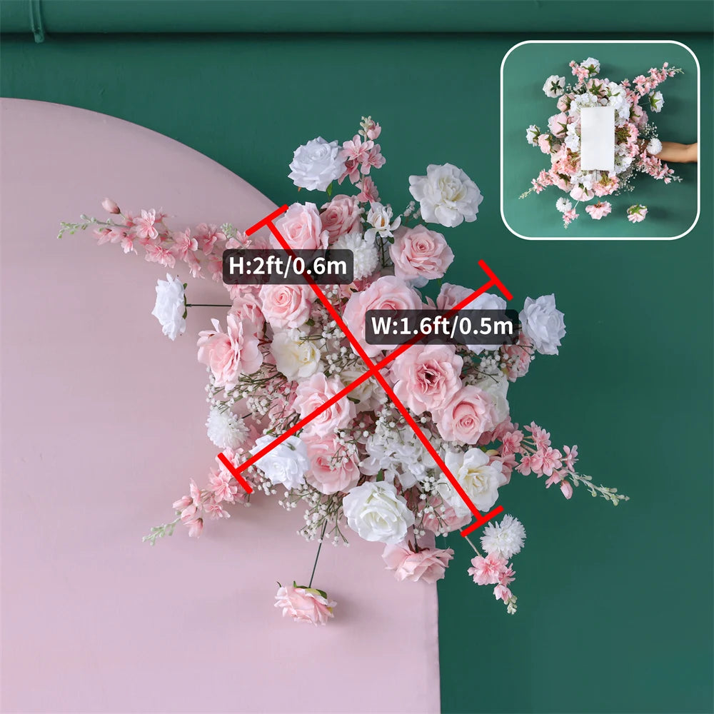 Flores Arificiales Decoration Wedding KT Board Artificial Floral Arrangement Pink White 3pcs/set Flowers Row Decor Props H5.4ft Good Vibrations
