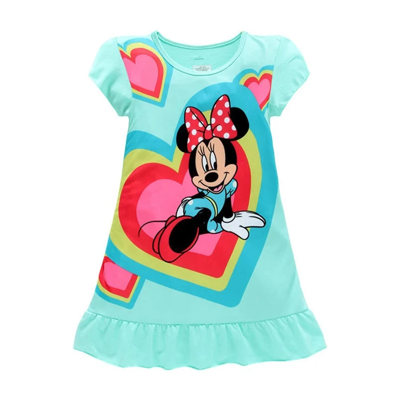 New kids Nightdress Elsa Cartoon Dress Minnie Printing Sleepwear Girls Nightgowns Children Party Dresses Pajamas Girls Dress Good Vibrations