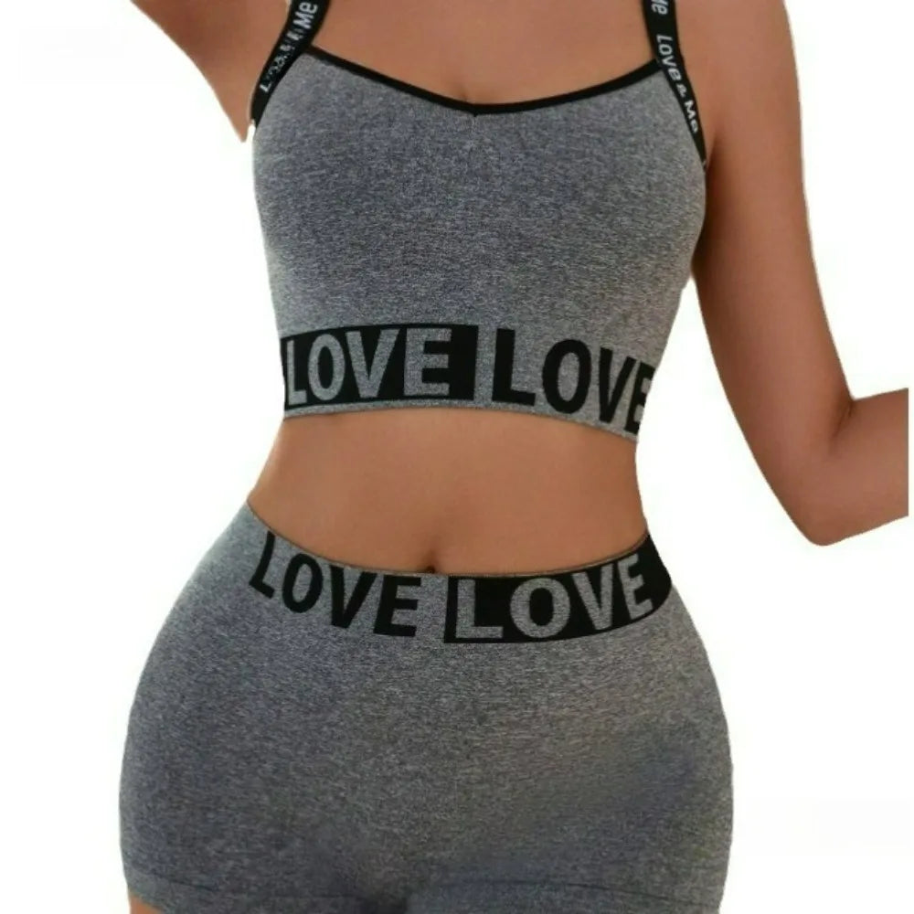 Women's fashion letter Sports bra set, Camisole vest, Beautiful back, flat angle pants, women's plus size bra Good Vibrations