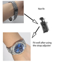 3pcs Men's Silver Watch Set Hip-hop Punk Inlay Diamond Watch+Cuban Chain+Bracelet Comes With Strap Adjuster Stylish Jewelry Gift Good Vibrations