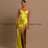 Thinyfull Sexy Prom Evening Dresses Halter Neck Party Prom Dress High Split Floor Length Mermaid Cocktail Prom Gowns Customized Good Vibrations