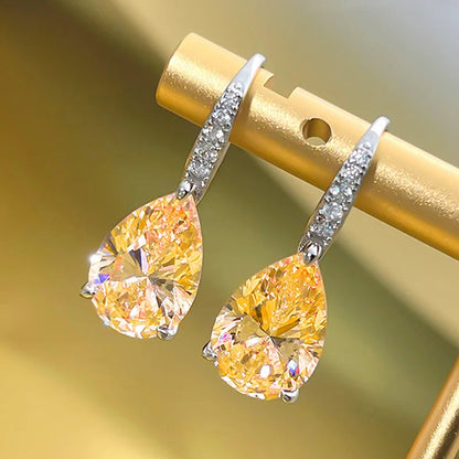 2026 Fashion Bright Yellow Crystal Earrings Female Engagement Party Jewelry Temperament Women Wedding Ceremony Accessories Good Vibrations