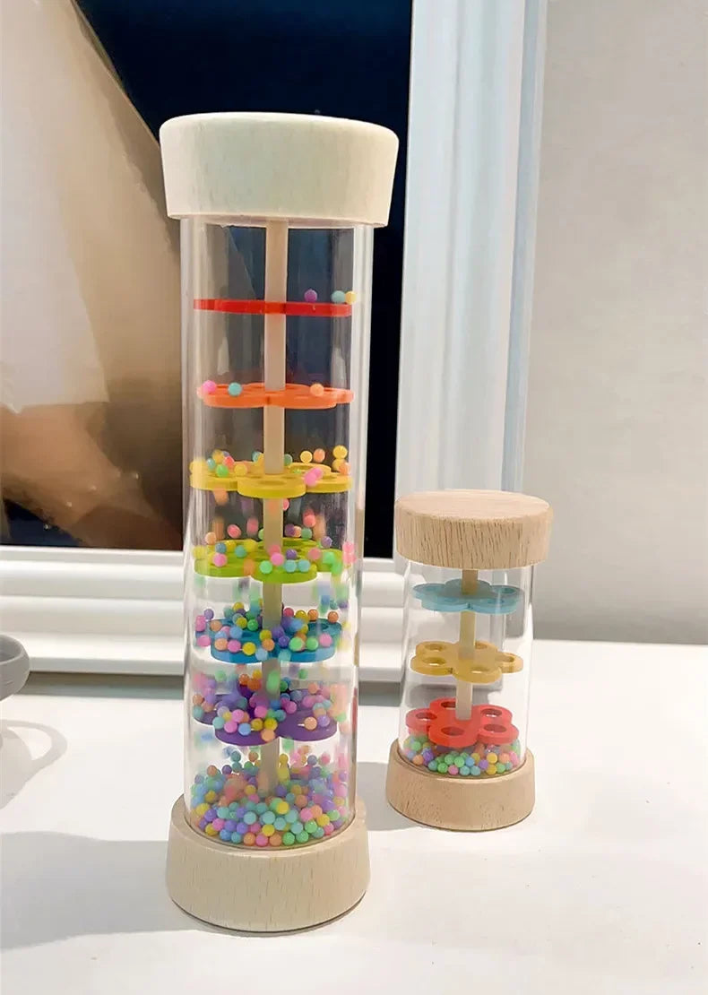 Baby Wooden Rain Sound Pipe Simulation Rain Sound Wooden Toy Gift Hourglass Fun Music Shaker Early Education Enlightenment Toy Good Vibrations