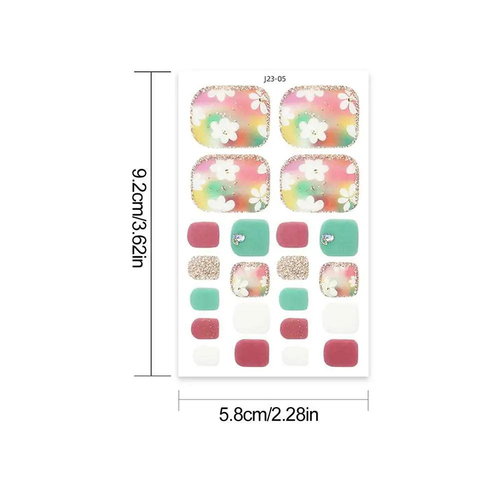 Nail Polish Film Toenail Stickers Solid Color Glitter Toe Nail Art Sticker DIY Waterproof Adhesive Nail Wraps Decals Decors Good Vibrations
