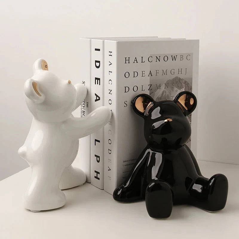 Bear Bookends Modern Luxury Cute Ceramic Home Decorations Simple Bedrooms, Bookshelves Available Good Vibrations