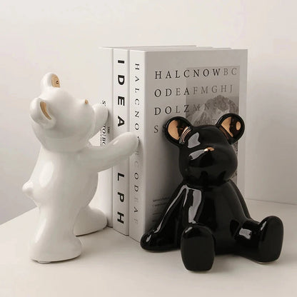 Bear Bookends Modern Luxury Cute Ceramic Home Decorations Simple Bedrooms, Bookshelves Available Good Vibrations
