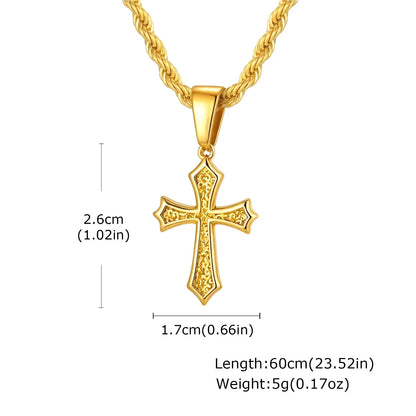 Hip Hop Cross Necklace for Men Women,50/55/60cm Stainless Steel Chic Cross Pendant,Christian Classic Jewelry Gifts Good Vibrations