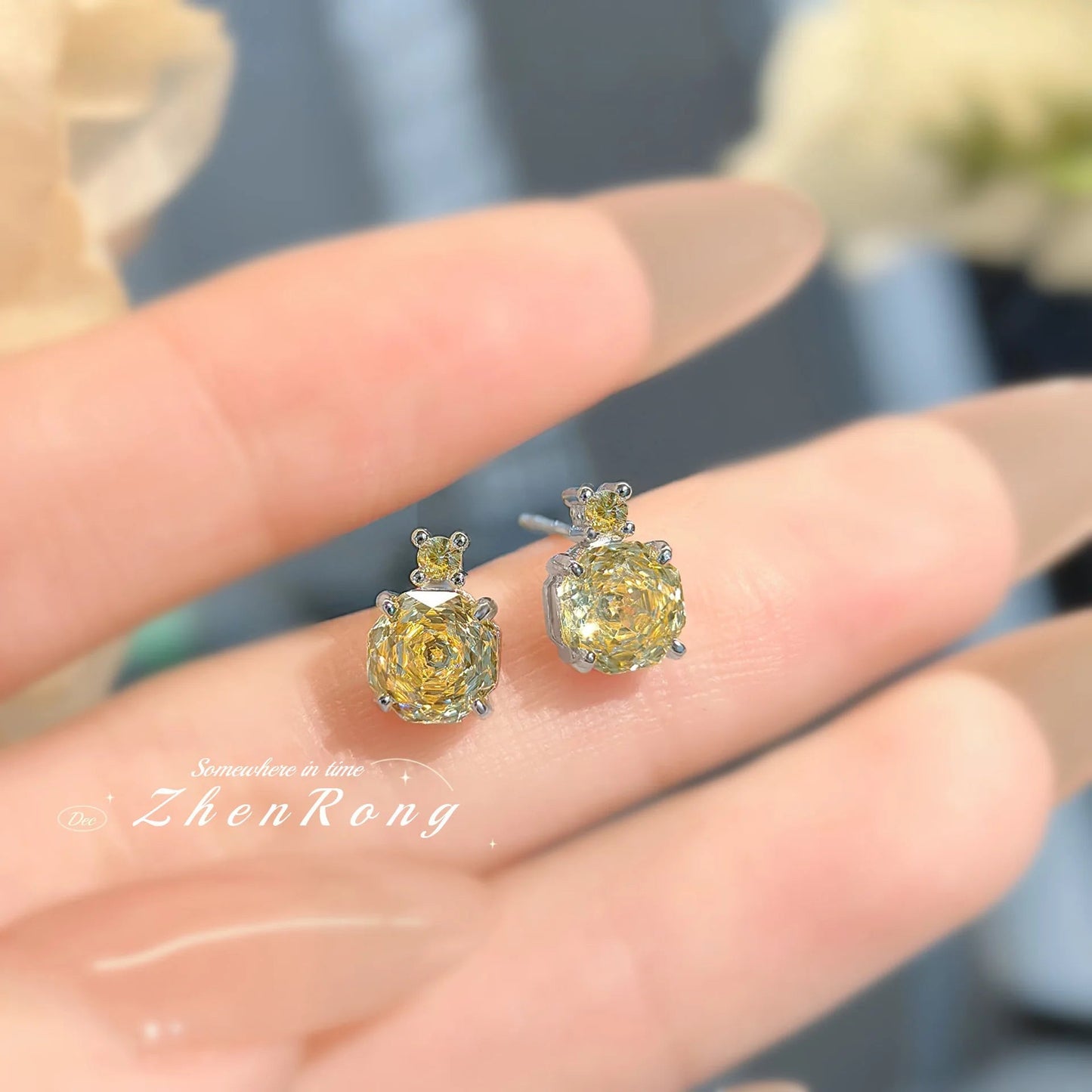 New Rose Cut Dream Color Zircon Crystal Pendant Necklaces Stud Earrings Rings For Women Fashion Luxury Female Jewelry Sets Good Vibrations Adult Super Store