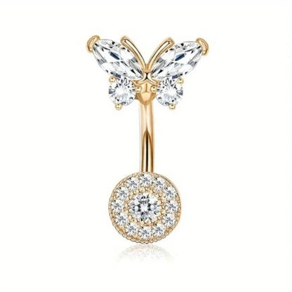 Drperfect 1PCS Stainless Steel Belly Button Ring Belly Rings for Women Pearl Sparkling Belly Piercing Butterfly Piercing Jewelry Good Vibrations Adult Super Store