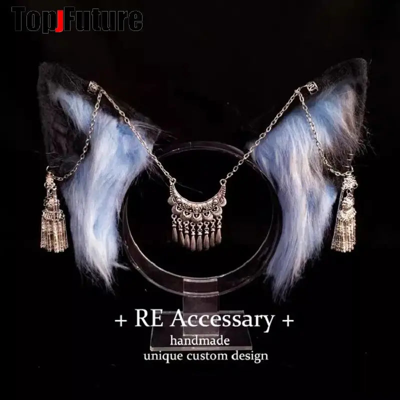 Harajuku Halloween Gothic Punk LolitaWomen Cosplay Animal Wolf Ears Headdress Plush Hairband Furry Lolita Headband Anime GOOD Vibrations