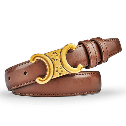 Luxury Women's Belt, Gold Buckle, Genuine Leather Belt, Fashion Style  Match with Jeans, Skirts, Top Quality Belt for Women Good Vibrations