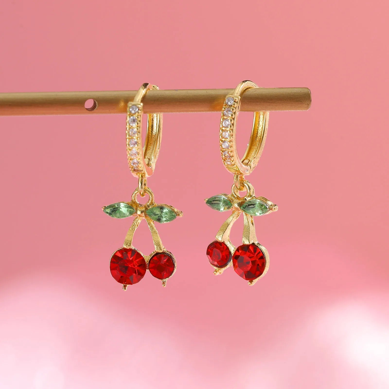 Vnox Elegant Cute Red Cherry Drop Earrings For Women Charm Ear Jewelry Wedding Party Dainty Fruit 1 Pair Earring Gifts To Girls Good Vibrations Adult Super Store