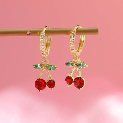 Vnox Elegant Cute Red Cherry Drop Earrings For Women Charm Ear Jewelry Wedding Party Dainty Fruit 1 Pair Earring Gifts To Girls Good Vibrations Adult Super Store