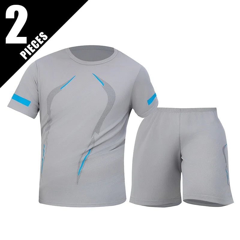 2/4/6 Pcs Plus Size Men's Quick-drying Short-sleeved Shorts Suit Men's Leisure Sports Running Fitness T-shirt Joker Shorts Teen Good Vibrations