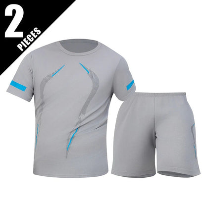 2/4/6 Pcs Plus Size Men's Quick-drying Short-sleeved Shorts Suit Men's Leisure Sports Running Fitness T-shirt Joker Shorts Teen Good Vibrations