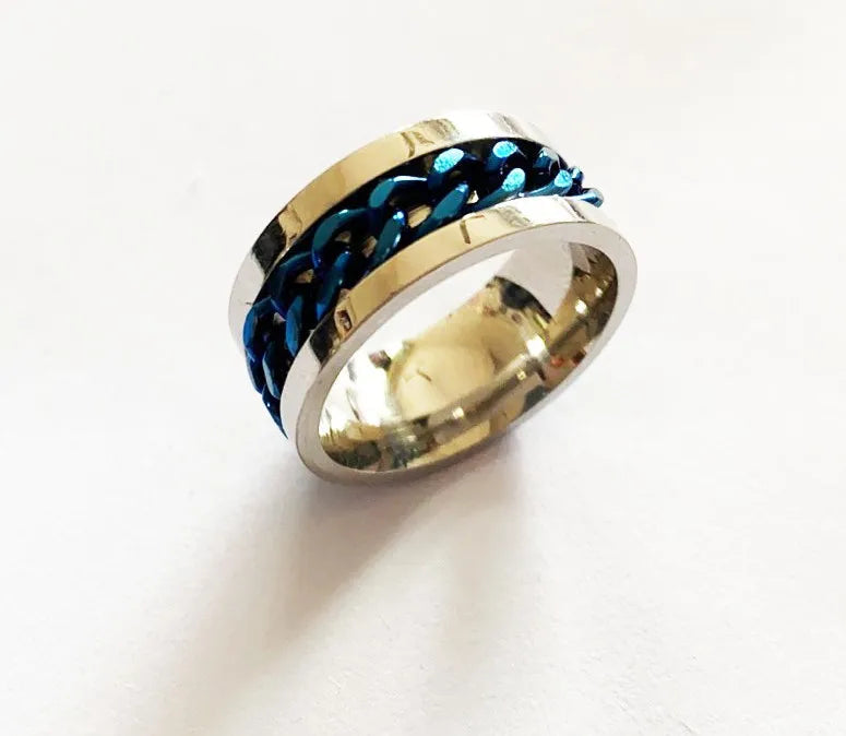 Titanium Steel Rotatable Chain Rings for Women Men Spinner Ring Multifunctional Chain Ring Men Bottle Opener Ring Jewelry Gifts Good Vibrations