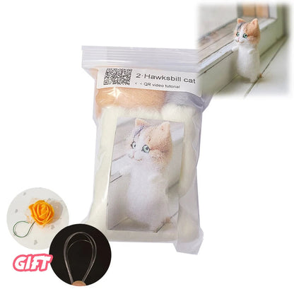 Cute and Interesting handmade toys DIY wool felt cat kits unfinished plush doll poking music toy gift Non-finished product Good Vibrations