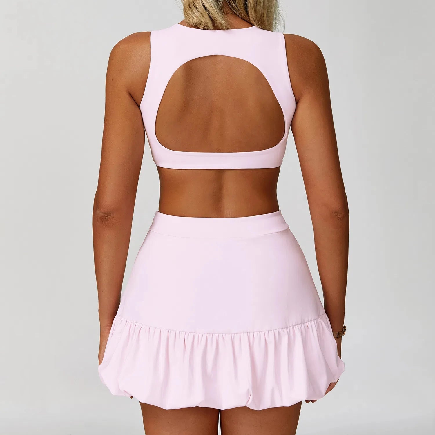 Women 2 Piece Tennis Sets Sports Bra Golf Skorts Workout Outfit Pickle Ball Skirts with Shorts Activewear Good Vibrations