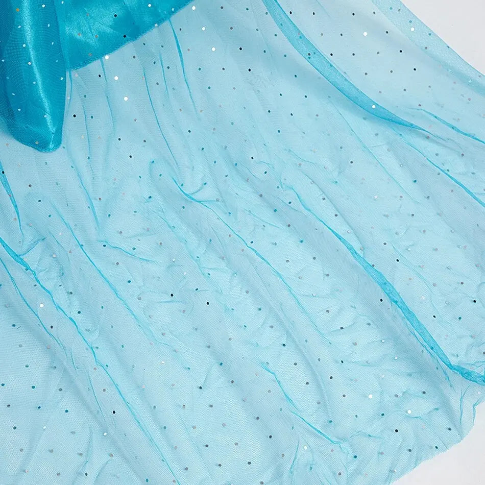 Halloween Elsa Dress for Girls Children Party Princess Costume Kids Disguise with Long Cloak Girl Snow Queen Carnival Clothes Good Vibrations