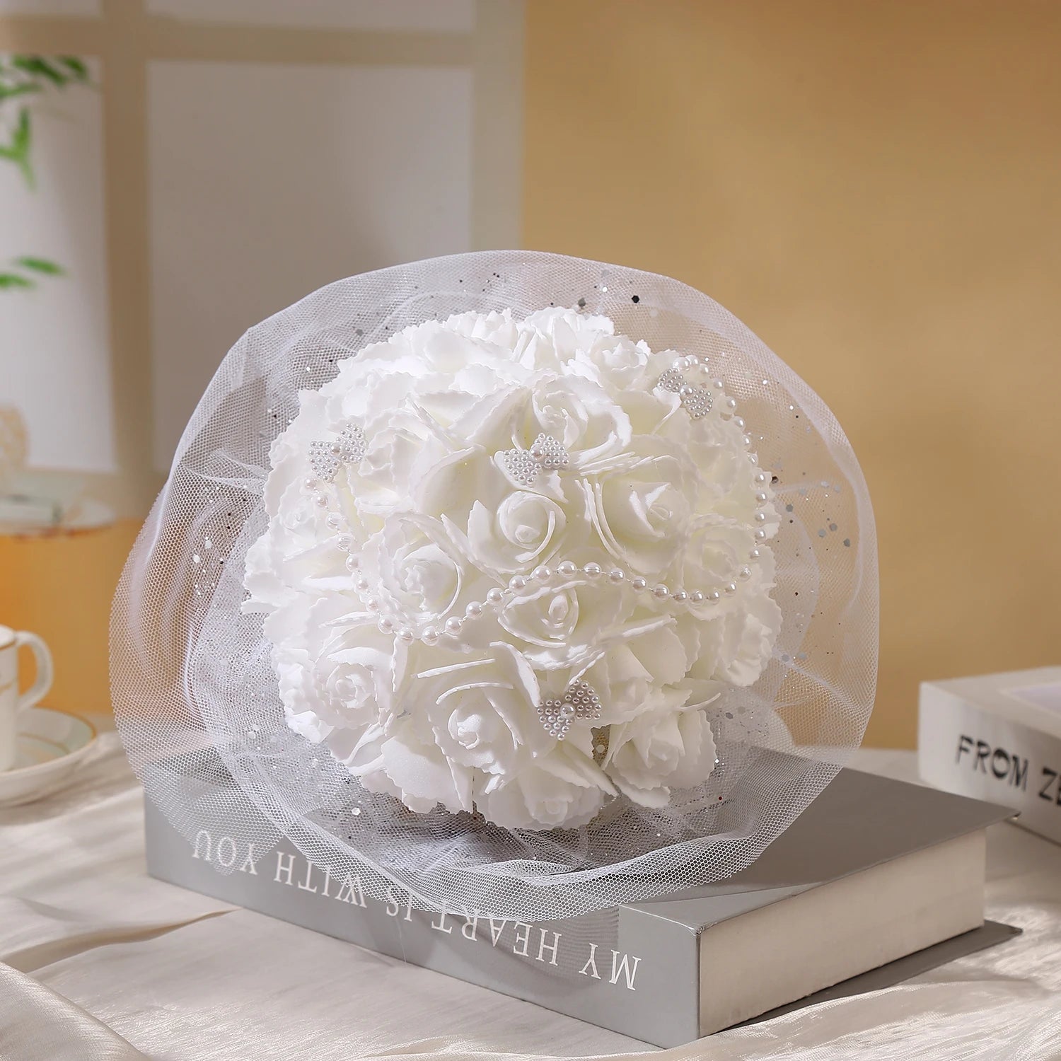 1pc bouquet of artificial hand bouquets, love, beautiful creative pearl design, suitable for the wedding bride and groom, weddin Good Vibrations