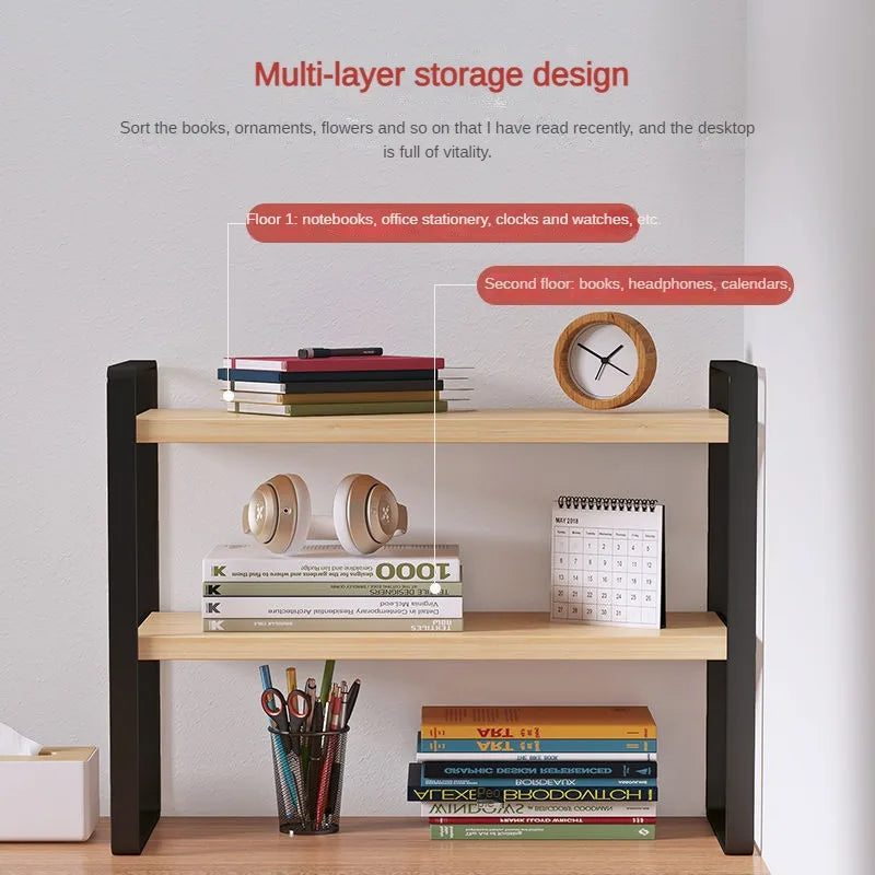 Shelf Desktop Storage  Bookshelf Student Desk Shelves Racks Office Computer Desk Tiered Cabinet Home Storage Holders Organizer Good Vibrations