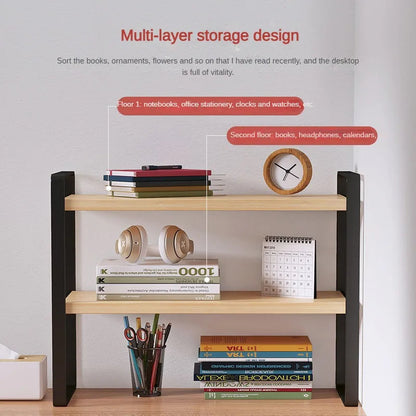 Shelf Desktop Storage  Bookshelf Student Desk Shelves Racks Office Computer Desk Tiered Cabinet Home Storage Holders Organizer Good Vibrations