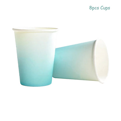 8pcs Gradient Color Disposable Paper Cups Juice Cups Baby Shower Kids Birthday Wedding Picnic Party Tableware DIY Decoration Good Vibrations