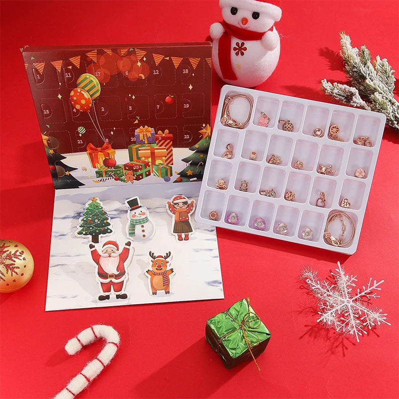 Christmas Kids Bracelet Earring Advent Calendar 2025 New Year Countdown Home Party Girl Jewelry Gift Blind Box Atmosphere Items Good Vibrations