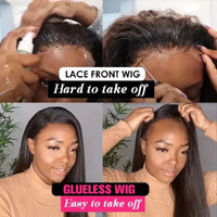 Wear And Go Glueless Wigs Human Hair For Women Kinky Straight Lace Front Wig Pre Cut Lace Beginner Friendly 4x4 Lace Wig Natural Good Vibrations