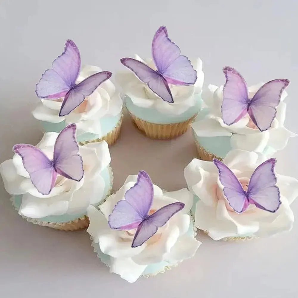 48Pcs Wafer Paper Butterflies for Cake Decor 3D Butterfly Cupcake Toppers Wedding Birthday Baby Shower Party Decoration Supplies Good Vibrations