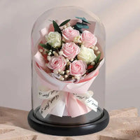 Forever Preserved Real Rose in Glass Dome Women Valentines Day Gifts Eternal Flower for Mother's Day Anniversary Birthday Good Vibrations