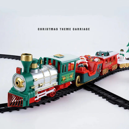 Christmas Tree Train Set - Electric Locomotive with Lights & Sounds for Toddlers, Complete Track & Carriages Holiday Decor Good Vibrations