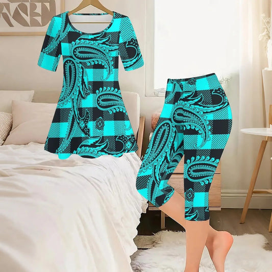 Women'S Two Piece Set Fashion Short Sleeve Daily Street Elegance Cropped Pants Set Round Neck T-shirt Sexy Top Good Vibrations