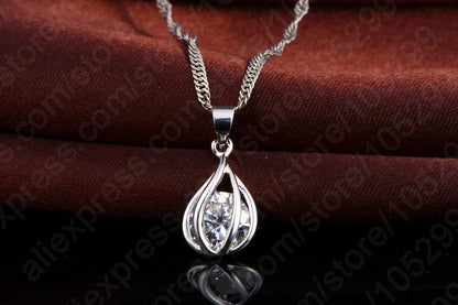 Fashion Popular Jewelry Set For Women Shiny Crystal Stone 925 Sterling Silver Pendant Necklace Hoop Earring Party Gift Good Vibrations Adult Super Store