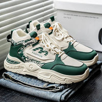 Platform Walking Sneaker Breathable Anti Slip Tennis Shoes Fashion High Top Men Board Shoes Leather Lightweight Men Casual Shoes Good Vibrations