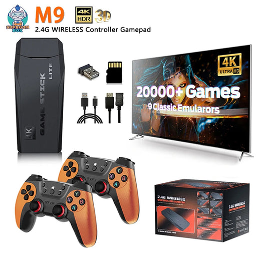M9 Video Game Console 4K 30000 Games 64GB 2.4G Double Wireless Controller Game Stick  Retro Games for PS1/GBA Gift for Adults Good Vibrations