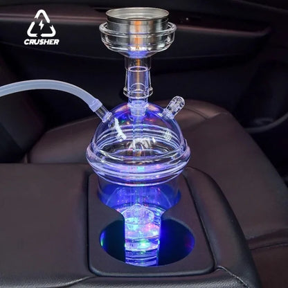 CRUSHER Cute Car acrylic hookah cup with LED light in car interior.