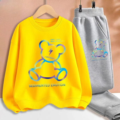 Autumn Baby Boy Clothes Set Kid Gradient Bear Sweatshirts Pullover Top And Pants 2pcs Suit Children Girls Fashion Tracksuits Good Vibrations