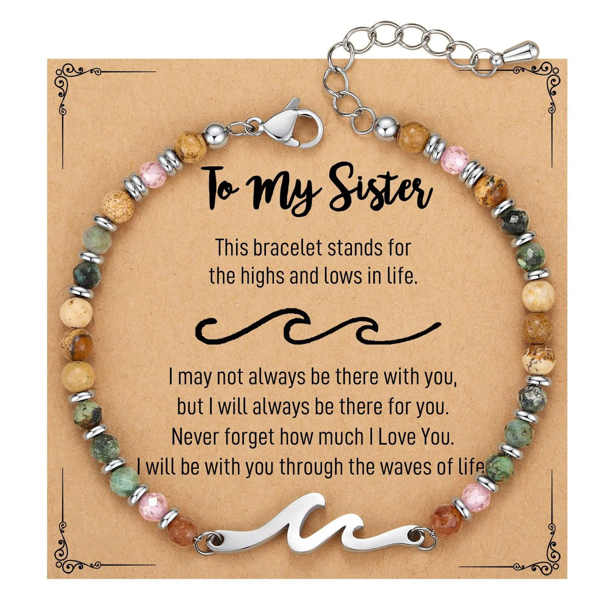 Friend Gifts for Women, Sister Gift, Friendship Bracelets, Wave Bestie Best Friend Birthday Christmas Stocking Stuffers Bracelet Good Vibrations