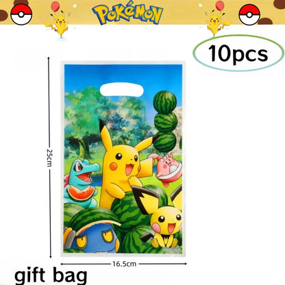 Pokemon Birthday Party Decorations Pikachu DIY Sticker Tableware Plate Tablecloth Baby Shower Kids Favors Gifts Party Supplies Good Vibrations