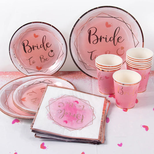 Bachelorette Party Team Bride To Be Tableware Cups Plate Bridal Shower Gift Bride to be Hen Wedding Decorations Adult Supplies Good Vibrations