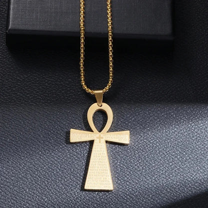 Philippians 4:13 Men's Simple Cross Pendant Necklace Stainless Steel Religious Amulet Jewelry Unisex Bijoux Good Vibrations
