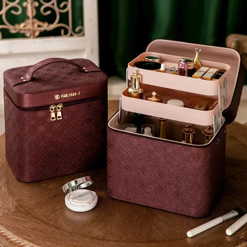 2025 New Fashion Professional Makeup Bag Women Cosmetic Case Female Korean Make Up Storage Organizer Box Fashion Large Good Vibrations